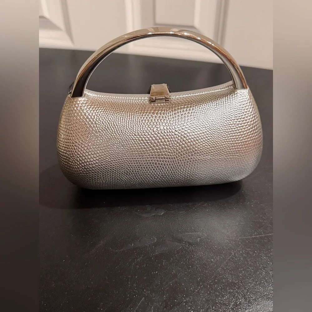 Chic Silver Clutch with Crystal Accents